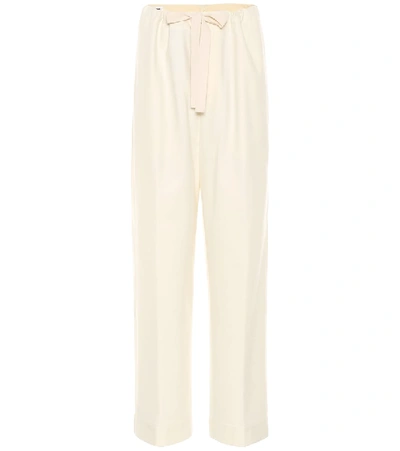 Shop Jil Sander Twill Wool-blend Wide-leg Pants In White