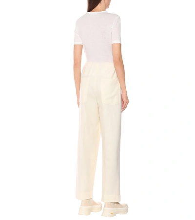 Shop Jil Sander Twill Wool-blend Wide-leg Pants In White