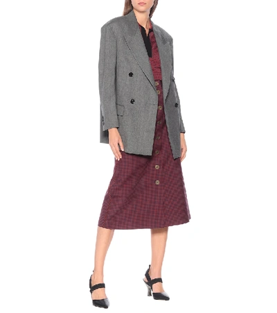 Shop Fendi Wool Flannel Blazer In Grey