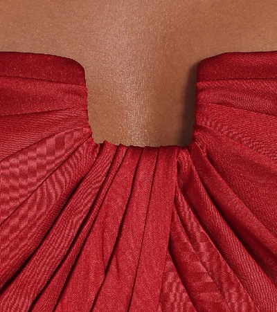 Shop Alexander Mcqueen Draped Silk Satin Bustier In Red
