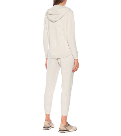 Shop Brunello Cucinelli Ribbed-knit Cashmere Hoodie In White