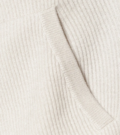 Shop Brunello Cucinelli Ribbed-knit Cashmere Hoodie In White