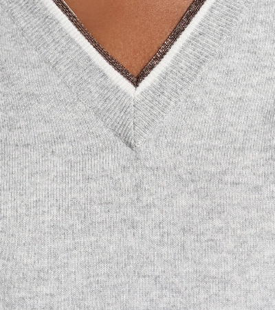 Shop Brunello Cucinelli Wool, Cashmere And Silk Sweater In Grey