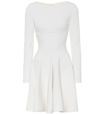 Shop Alaïa Stretch-wool Fit-and-flare Minidress In White