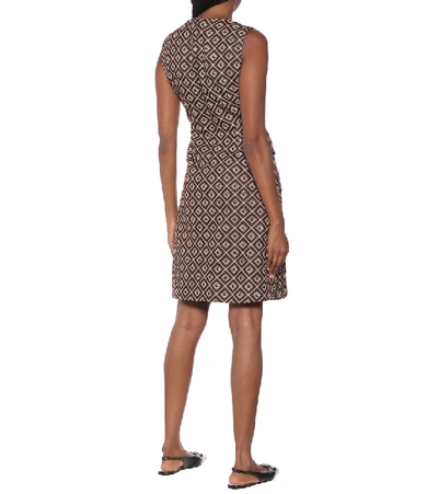 Shop Gucci Gg Damier Jacquard Minidress In Brown