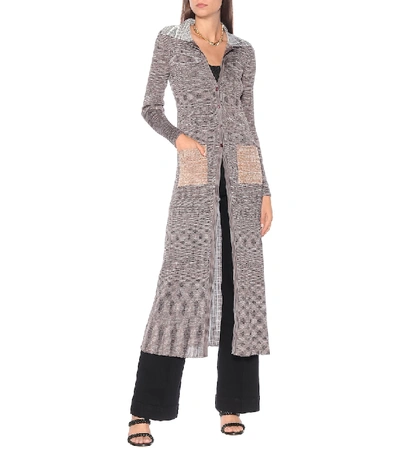 Shop Missoni Ribbed Knit Longline Cardigan In Grey