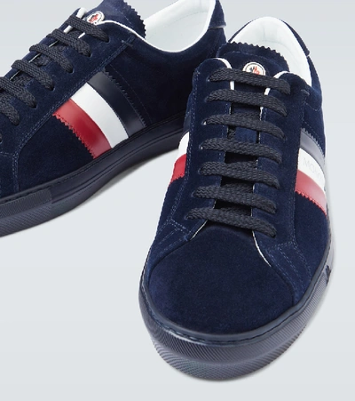 Shop Moncler New Monaco Suede Sneakers In Blue