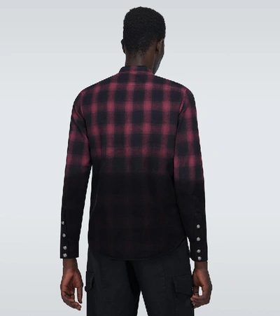 Shop Balmain Cotton Flannel Checked Shirt In Red