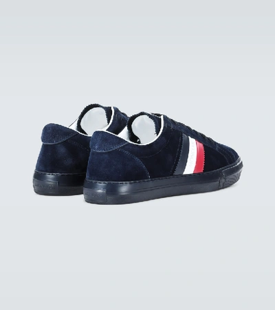 Moncler Navy Suede New Monaco Sneakers In Blue