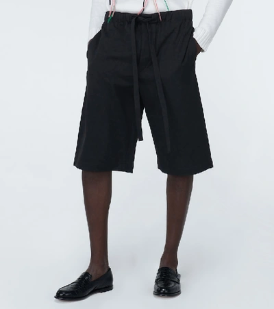 Shop Loewe Wide-leg Wool Shorts In Black