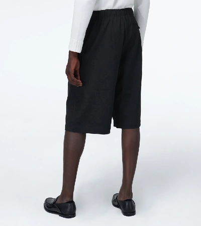 Shop Loewe Wide-leg Wool Shorts In Black