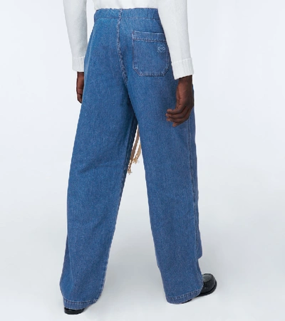 Shop Loewe Wide-leg Drawstring Jeans In Blue