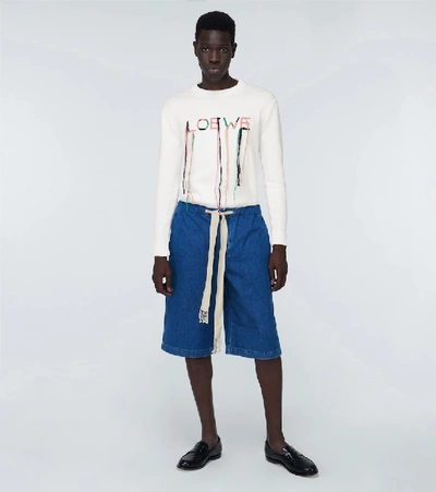 Shop Loewe Intarsia Stitch Sweater In White