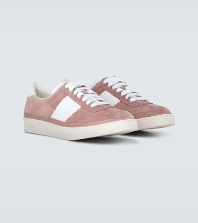 Shop Tom Ford Suede Tennis Sneakers In Pink