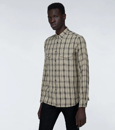 Shop Saint Laurent Oversized Long-sleeved Shirt In Beige