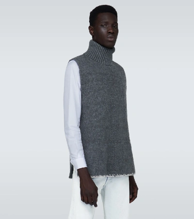 Shop Maison Margiela Wool And Mohair Sleeveless Sweater In Grey