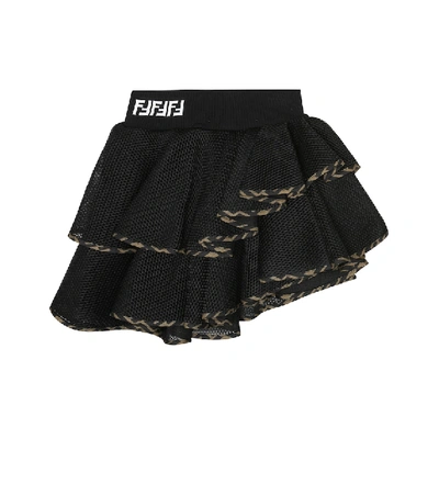 Shop Fendi Ff Mesh Skirt In Black