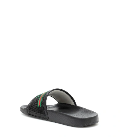 Shop Gucci Logo Slides In Black