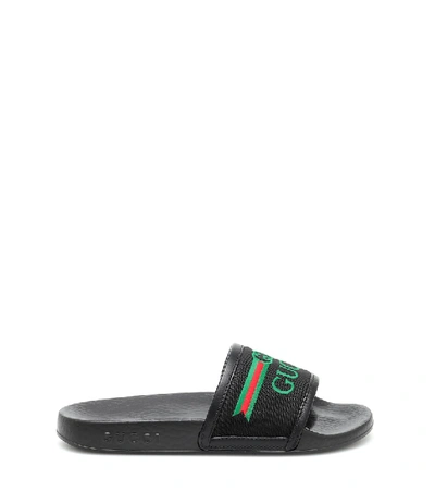 Shop Gucci Logo Slides In Black