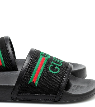 Shop Gucci Logo Slides In Black