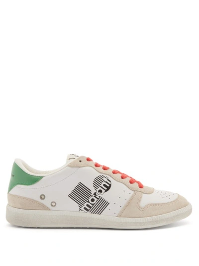 Isabel Marant Bulian Logo-print Leather Trainers In Green White | ModeSens