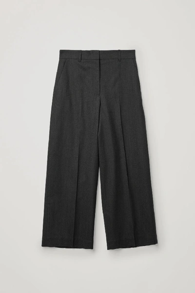 Shop Cos Wide-leg Wool-mix Pants In Grey