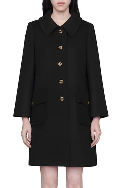 Shop Gucci Martingale Belt Wool Coat In Black