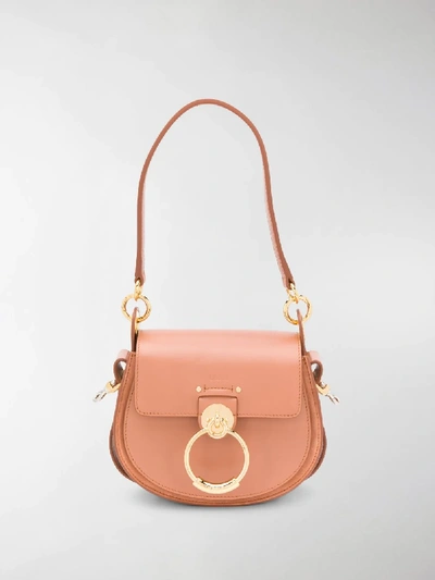 Shop Chloé Small Tess Leather Bag In Brown