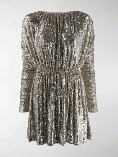 Shop Saint Laurent Sequin-embellished Dress In Silver