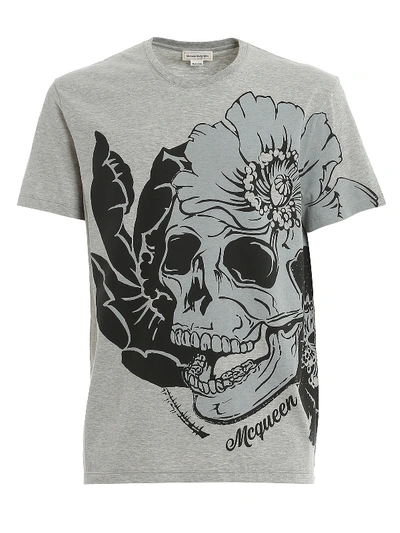Shop Alexander Mcqueen Logo Maxi Print Jersey T-shirt In Grey