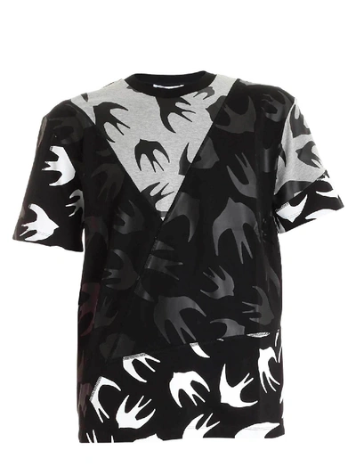Mcq By Alexander Mcqueen All-over Swallow Print T-shirt In Black And Grey |  ModeSens
