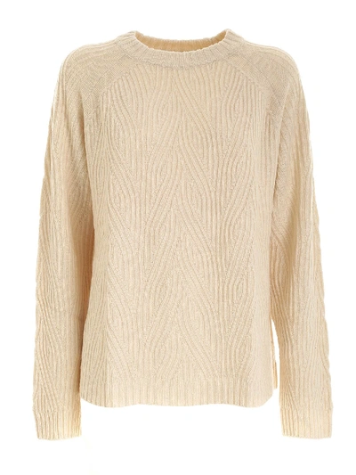 Shop Aspesi Crewneck Woven Yarn Pullover In White