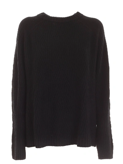 Shop Aspesi Crewneck Woven Yarn Pullover In Black