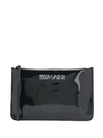 Shop Marcelo Burlon County Of Milan Pvc Zipped Clutch Bag In Black