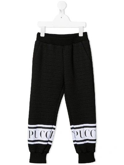 Shop Emilio Pucci Junior Logo-print Track Pants In Black