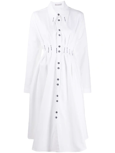 Shop Palmer Harding Long-sleeve Midi Shirt Dress In White