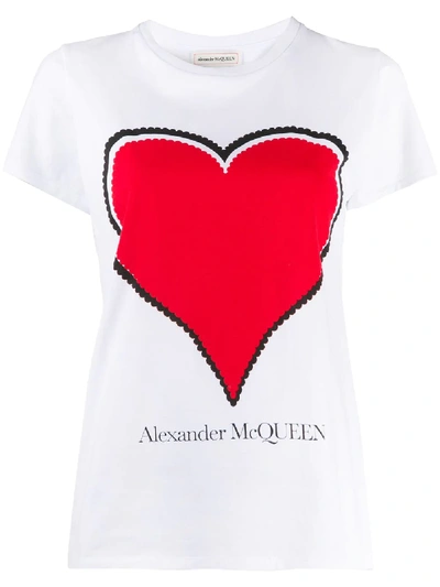 Shop Alexander Mcqueen Heart-print T-shirt In White