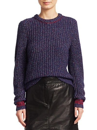 Shop Rag & Bone Cheryl Rib-knit Sweater In Navy Red
