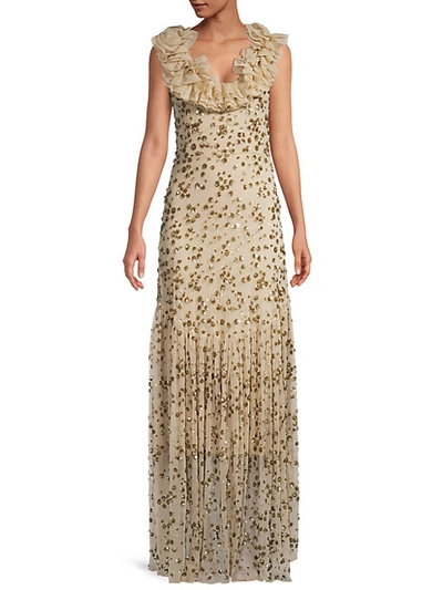 Shop Loveshackfancy Lilliana Sequined Gown In Mother Of Pearl