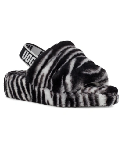 Ugg Fluff Yeah Zebra-print Sheepskin Slingback Slippers In Black,white Zebra  | ModeSens