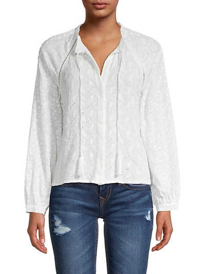 Shop Allison New York Embroidered Peasant Blouse In White