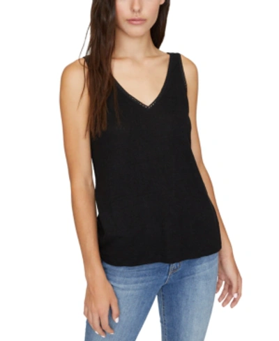 Shop Sanctuary Linn Linen Crochet-trim Tank Top In Black