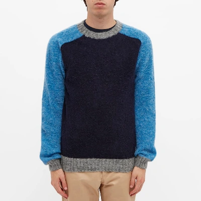 Shop Howlin' Megatron Man Colour Block Crew Knit In Blue