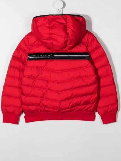 Shop Givenchy Logo Print Puffer Jacket In Red