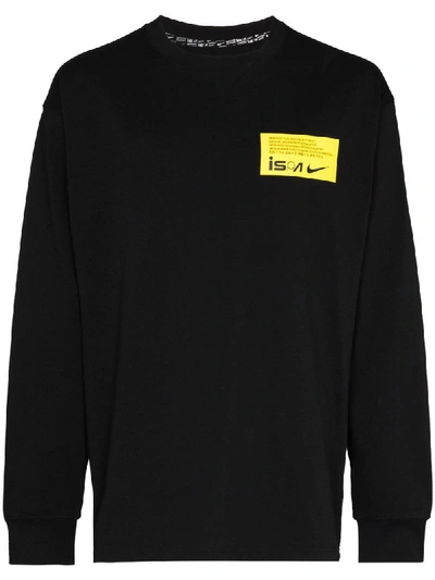 Shop Nike Ispa Cotton Sweatshirt In Black