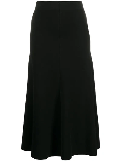 Shop Joseph Knitted Flared Midi Skirt In Black