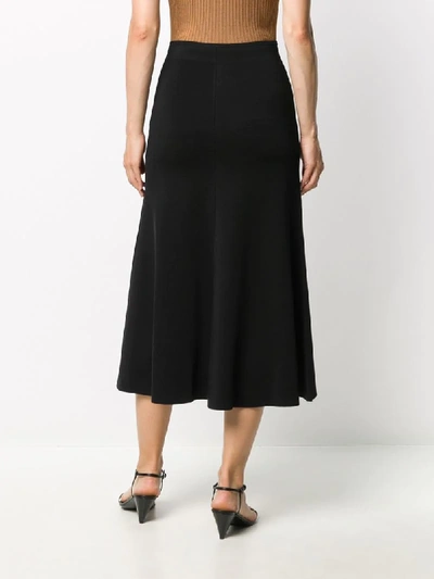 Shop Joseph Knitted Flared Midi Skirt In Black