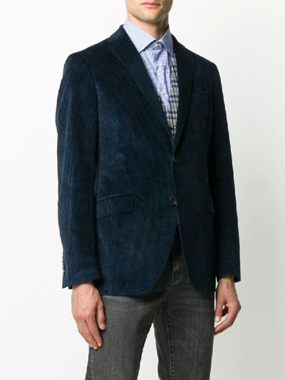Shop Etro Paisley-print Single Breasted Blazer In Blue