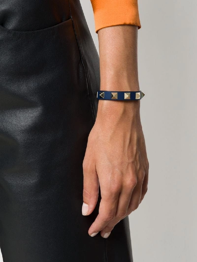 Shop Valentino Rockstud Buckle Bracelet In Blue