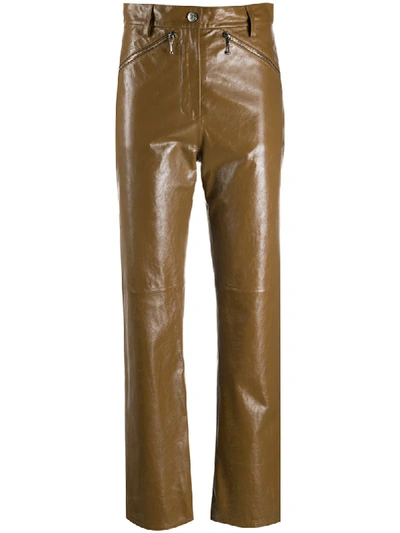 Shop Alexa Chung High-waisted Straight Leg Trousers In Brown